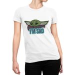 Fashion, accesorii si bijuterii - Femei - Imbracaminte femei - Tricouri si topuri femei - Tricou Femei Baby Yoda Sad Cry Star Wars, alb,  marime 2XL - Infinity.ro