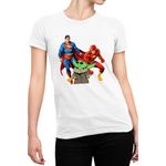 Fashion, accesorii si bijuterii - Femei - Imbracaminte femei - Tricouri si topuri femei - Tricou Femei Baby Yoda Superman Flash Hero Powers, alb,  marime 2XL - Infinity.ro