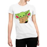 Fashion, accesorii si bijuterii - Femei - Imbracaminte femei - Tricouri si topuri femei - Tricou Femei Baby Yoda Watermelon Happy Dance Jedi, alb,  marime 2XL - Infinity.ro