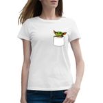 Fashion, accesorii si bijuterii - Femei - Imbracaminte femei - Tricouri si topuri femei - Tricou femei Baby Yoda White Pocket, alb, marime 2XL - Infinity.ro