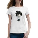 Fashion, accesorii si bijuterii - Femei - Imbracaminte femei - Tricouri si topuri femei - Tricou femei Bebe Detectiv Death Note L Sherlock Holmes, alb, marime 2XL - Infinity.ro