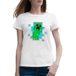 Fashion, accesorii si bijuterii - Femei - Imbracaminte femei - Tricouri si topuri femei - Tricou femei Creeper Blue Sky Minecraft, alb, marime 2XL - Infinity.ro