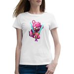 Fashion, accesorii si bijuterii - Femei - Imbracaminte femei - Tricouri si topuri femei - Tricou femei Cuddle Pink Panda Fortnite Epic Blades, alb, marime 2XL - Infinity.ro