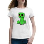 Fashion, accesorii si bijuterii - Femei - Imbracaminte femei - Tricouri si topuri femei - Tricou femei Cute Creeper Minecraft, alb, marime 2XL - Infinity.ro