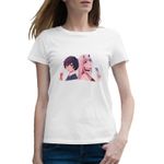 Fashion, accesorii si bijuterii - Femei - Imbracaminte femei - Tricouri si topuri femei - Tricou femei Darling in the FranXX Hiro Zero Two Anime, alb, marime 2XL - Infinity.ro