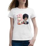 Fashion, accesorii si bijuterii - Femei - Imbracaminte femei - Tricouri si topuri femei - Tricou femei Darling in the FranXX Hiro Zero Two Parasite, alb, marime 2XL - Infinity.ro