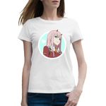 Fashion, accesorii si bijuterii - Femei - Imbracaminte femei - Tricouri si topuri femei - Tricou femei Darling in the FranXX Zero Two Android Anime, alb, marime 2XL - Infinity.ro