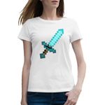 Fashion, accesorii si bijuterii - Femei - Imbracaminte femei - Tricouri si topuri femei - Tricou femei Dead by Daylight Minecraft Horror Diamond Sword, alb, marime 2XL - Infinity.ro