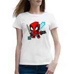 Fashion, accesorii si bijuterii - Femei - Imbracaminte femei - Tricouri si topuri femei - Tricou femei Deadpool Baby Minecraft Chibi, alb, marime 2XL - Infinity.ro