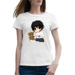 Fashion, accesorii si bijuterii - Femei - Imbracaminte femei - Tricouri si topuri femei - Tricou femei Death Note Bebe Detectiv Tort Manga, alb, marime 2XL - Infinity.ro