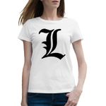 Fashion, accesorii si bijuterii - Femei - Imbracaminte femei - Tricouri si topuri femei - Tricou femei Death Note L Detectiv Politist Anime Manga, alb, marime 2XL - Infinity.ro