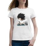 Fashion, accesorii si bijuterii - Femei - Imbracaminte femei - Tricouri si topuri femei - Tricou femei Death Note L Detectiv Tsugumi Ohba Anime Manga, alb, marime 2XL - Infinity.ro