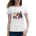 Fashion, accesorii si bijuterii - Femei - Imbracaminte femei - Tricouri si topuri femei - Tricou femei Demon Slayer All Gang Anime, alb, marime 2XL - Infinity.ro