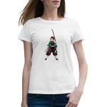 Fashion, accesorii si bijuterii - Femei - Imbracaminte femei - Tricouri si topuri femei - Tricou femei Demon Slayer Kamado Tanjiro Kimetsu no Yaiba, alb, marime L - Infinity.ro