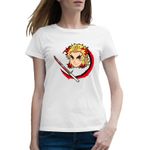 Fashion, accesorii si bijuterii - Femei - Imbracaminte femei - Tricouri si topuri femei - Tricou femei Demon Slayer Kyojuro Rengoku Sabie Samurai, alb, marime 2XL - Infinity.ro
