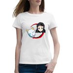 Fashion, accesorii si bijuterii - Femei - Imbracaminte femei - Tricouri si topuri femei - Tricou femei Demon Slayer Makomo Horror Anime, alb, marime 2XL - Infinity.ro