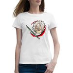 Fashion, accesorii si bijuterii - Femei - Imbracaminte femei - Tricouri si topuri femei - Tricou femei Demon Slayer Sanemi Bebe Samurai, alb, marime 2XL - Infinity.ro
