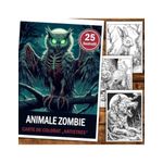 Carti si Birotica - Carti - Carti pentru copii - Carti de colorat - Carte de colorat antistres , 25 de ilustratii Animale Zombie, 56 pagini, A5 - Infinity.ro