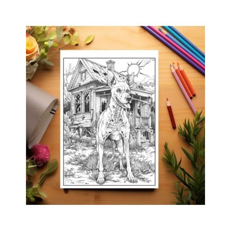Carti si Birotica - Carti - Carti pentru copii - Carti de colorat - Carte de colorat antistres , 25 de ilustratii Animale Zombie, 56 pagini, A5 - Infinity.ro