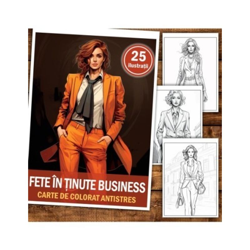 Carti si Birotica - Carti - Carti pentru copii - Carti de colorat - Carte de colorat antistres , 25 de ilustratii Fete in tinute business, 56 pagini, A5 - Infinity.ro