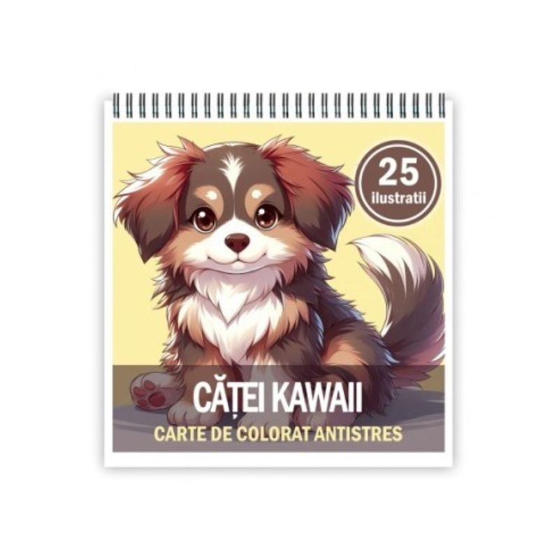 Carti si Birotica - Carti - Carti pentru copii - Carti de colorat - Carte de colorat antistres , 25 de ilustratii Catei Kawaii, 56 pagini, A5 - Infinity.ro