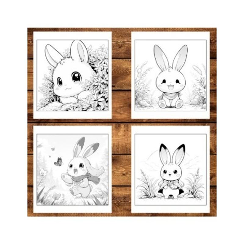Carti si Birotica - Carti - Carti pentru copii - Carti de colorat - Carte de colorat antistres , 25 de ilustratii Iepurasi Kawaii, 56 pagini, A5 - Infinity.ro