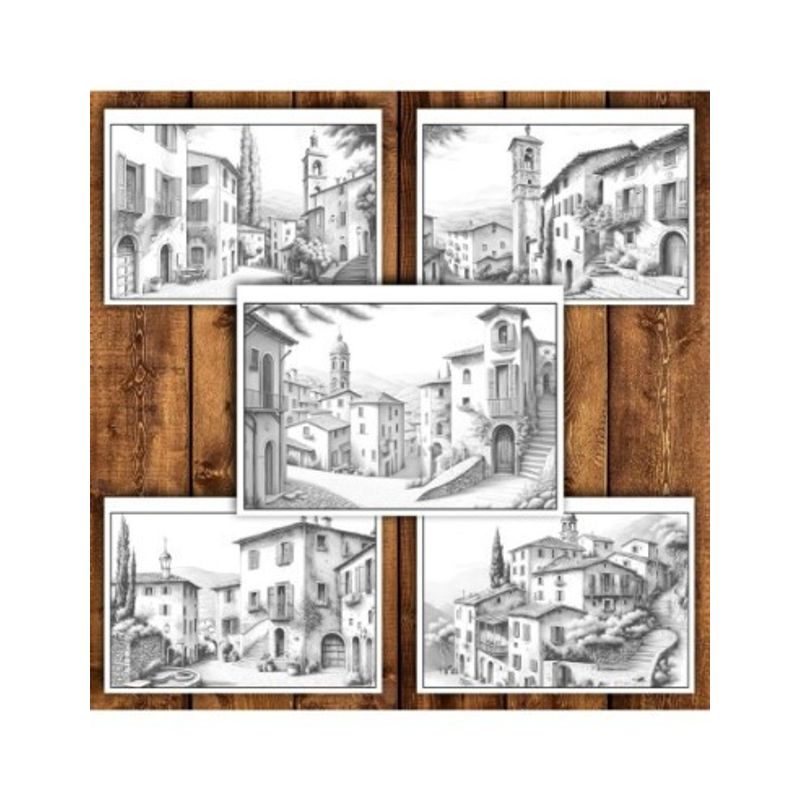 Carti si Birotica - Carti - Carti pentru copii - Carti de colorat - Carte de colorat antistres , 25 de ilustratii Sate Italiene, 56 pagini, A5 - Infinity.ro