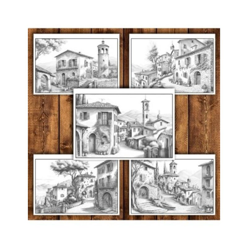 Carti si Birotica - Carti - Carti pentru copii - Carti de colorat - Carte de colorat antistres , 25 de ilustratii Sate Italiene, 56 pagini, A5 - Infinity.ro