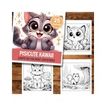 Carti si Birotica - Carti - Carti pentru copii - Carti de colorat - Carte de colorat antistres , 25 de ilustratii Pisicute Kawaii, 56 pagini, A5 - Infinity.ro