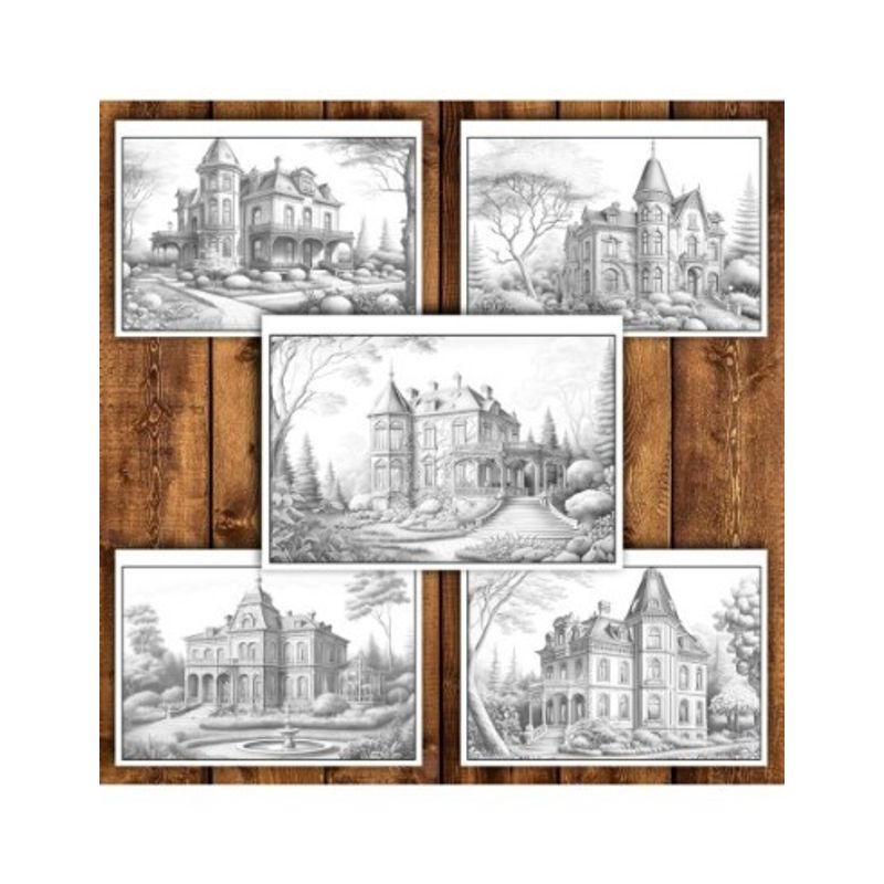 Carti si Birotica - Carti - Carti pentru copii - Carti de colorat - Carte de colorat antistres , 25 de ilustratii Vile de lux, 56 pagini, A5 - Infinity.ro