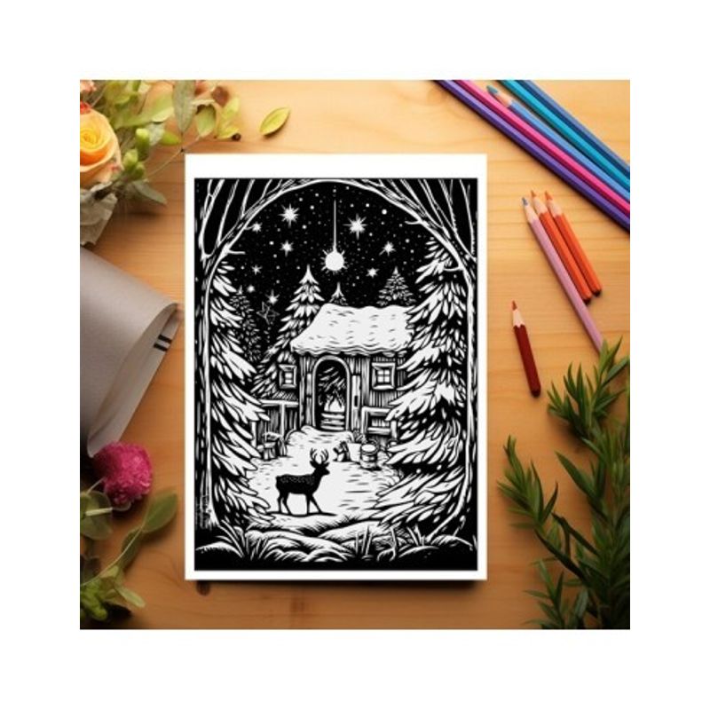 Carti si Birotica - Carti - Carti pentru copii - Carti de colorat - Carte de colorat antistres , 30 de ilustratii Beautiful Christmas Nights, 66 pagini, A5 - Infinity.ro