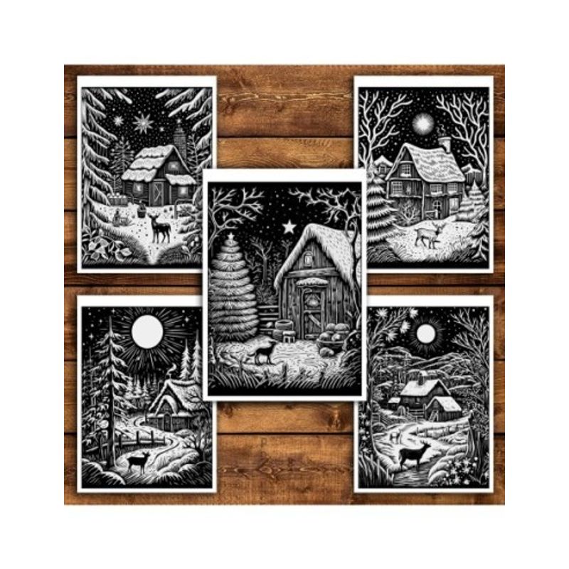 Carti si Birotica - Carti - Carti pentru copii - Carti de colorat - Carte de colorat antistres , 30 de ilustratii Beautiful Christmas Nights, 66 pagini, A5 - Infinity.ro
