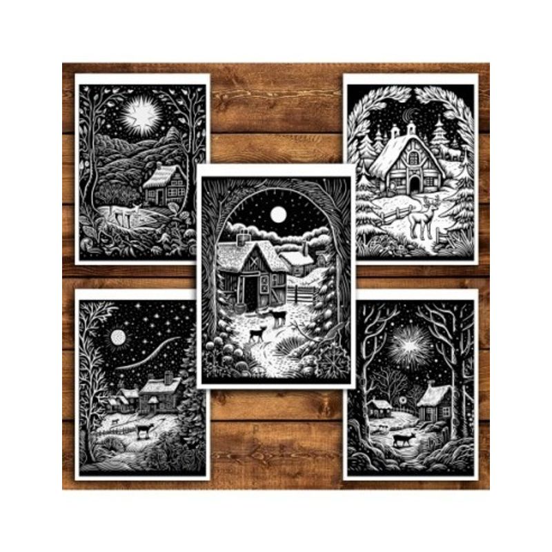 Carti si Birotica - Carti - Carti pentru copii - Carti de colorat - Carte de colorat antistres , 30 de ilustratii Beautiful Christmas Nights, 66 pagini, A5 - Infinity.ro