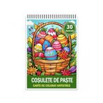 Carti si Birotica - Carti - Carti pentru copii - Carti de colorat - Carte de colorat antistres , 30 de ilustratii Cosulete de Pasti, 106 pagini, A5 - Infinity.ro