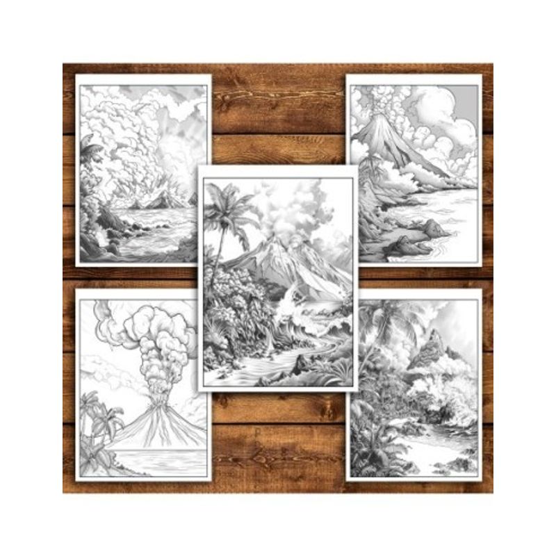 Carti si Birotica - Carti - Carti pentru copii - Carti de colorat - Carte de colorat antistres , 30 de ilustratii Eruptii Vulcanice, 66 pagini, A5 - Infinity.ro