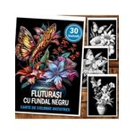 Carti si Birotica - Carti - Carti pentru copii - Carti de colorat - Carte de colorat antistres , 30 de ilustratii Fluturasi cu fundal negru, 66 pagini, A5 - Infinity.ro