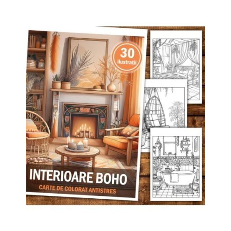 Carti si Birotica - Carti - Carti pentru copii - Carti de colorat - Carte de colorat antistres , 30 de ilustratii Interioare Boho, 66 pagini, A5 - Infinity.ro