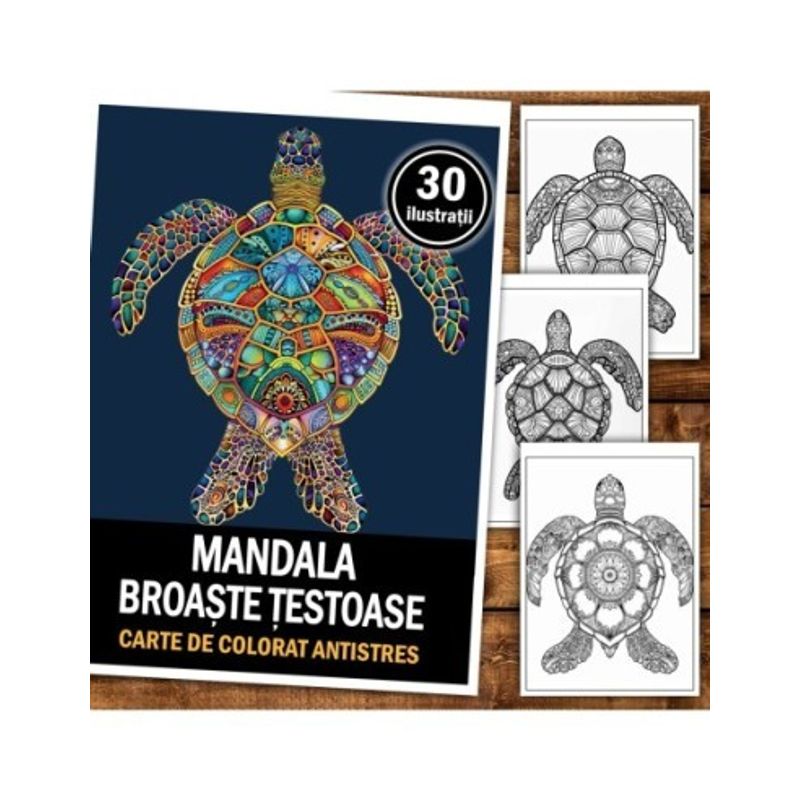 Carti si Birotica - Carti - Carti pentru copii - Carti de colorat - Carte de colorat antistres , 30 de ilustratii Mandala Broaste Testoase, 66 pagini, A5 - Infinity.ro
