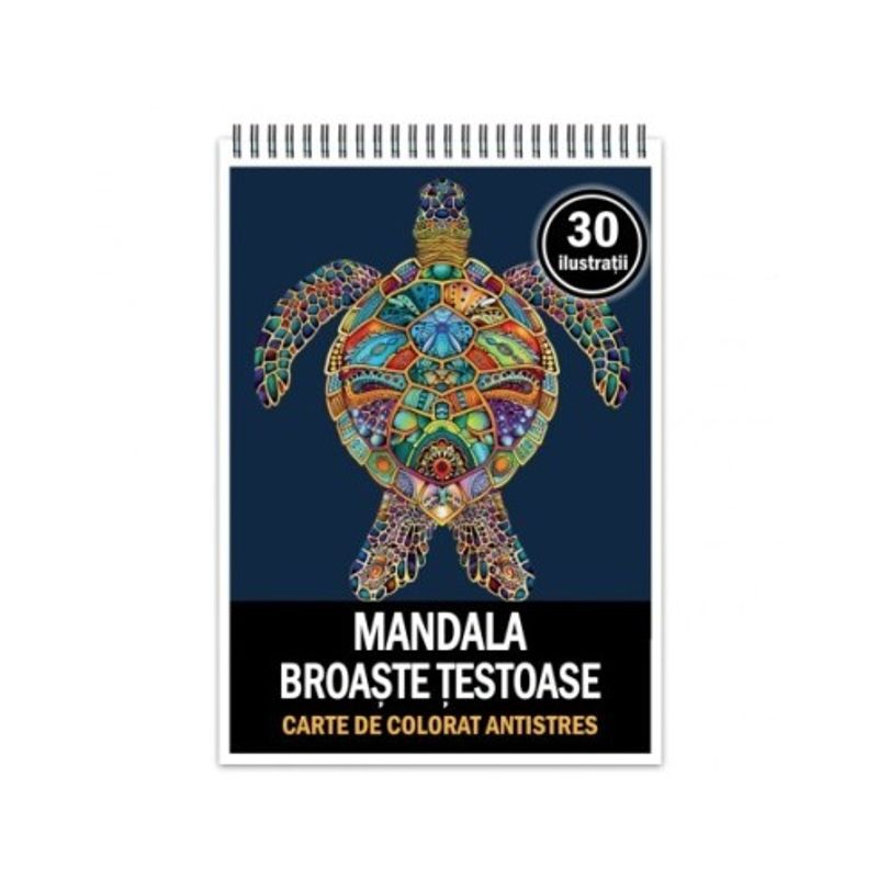 Carti si Birotica - Carti - Carti pentru copii - Carti de colorat - Carte de colorat antistres , 30 de ilustratii Mandala Broaste Testoase, 66 pagini, A5 - Infinity.ro