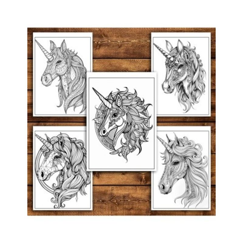 Carti si Birotica - Carti - Carti pentru copii - Carti de colorat - Carte de colorat antistres , 30 de ilustratii Unicorni Mandala, 66 pagini, A5 - Infinity.ro