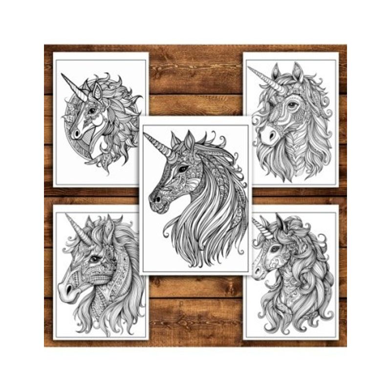 Carti si Birotica - Carti - Carti pentru copii - Carti de colorat - Carte de colorat antistres , 30 de ilustratii Unicorni Mandala, 66 pagini, A5 - Infinity.ro