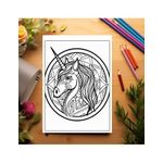 Carti si Birotica - Carti - Carti pentru copii - Carti de colorat - Carte de colorat antistres , 30 de ilustratii Unicorni Mandala, 66 pagini, A5 - Infinity.ro