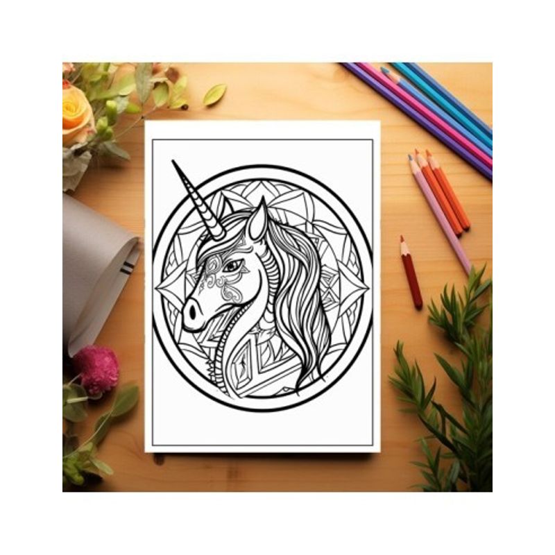 Carti si Birotica - Carti - Carti pentru copii - Carti de colorat - Carte de colorat antistres , 30 de ilustratii Unicorni Mandala, 66 pagini, A5 - Infinity.ro