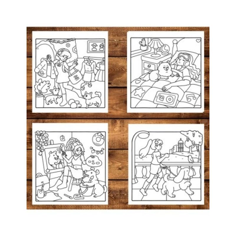 Carti si Birotica - Carti - Carti pentru copii - Carti de colorat - Carte de colorat antistres , 31 de ilustratii Dog Mom, 68 pagini, A5 - Infinity.ro