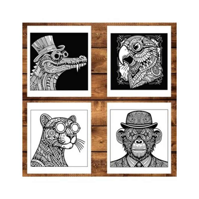Carti si Birotica - Carti - Carti pentru copii - Carti de colorat - Carte de colorat antistres , 32 de ilustratii Steampunk Safari, 70 pagini, A5 - Infinity.ro