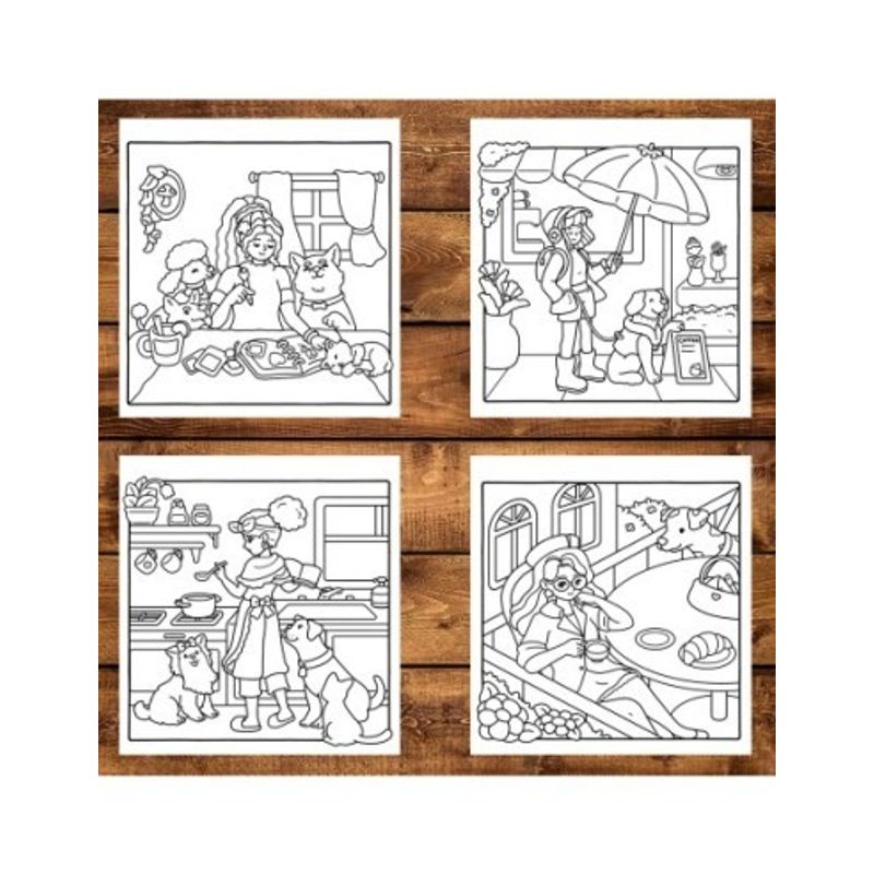 Carti si Birotica - Carti - Carti pentru copii - Carti de colorat - Carte de colorat antistres , 31 de ilustratii Dog Mom, 68 pagini, A5 - Infinity.ro