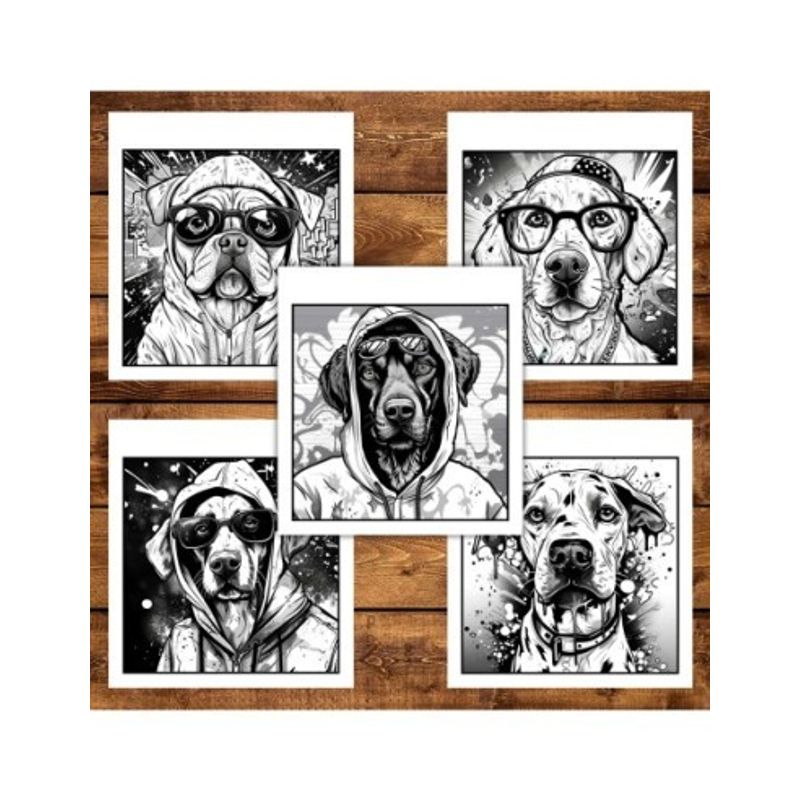 Carti si Birotica - Carti - Carti pentru copii - Carti de colorat - Carte de colorat antistres , 34 de ilustratii Graffity Dogs, 74 pagini, A5 - Infinity.ro