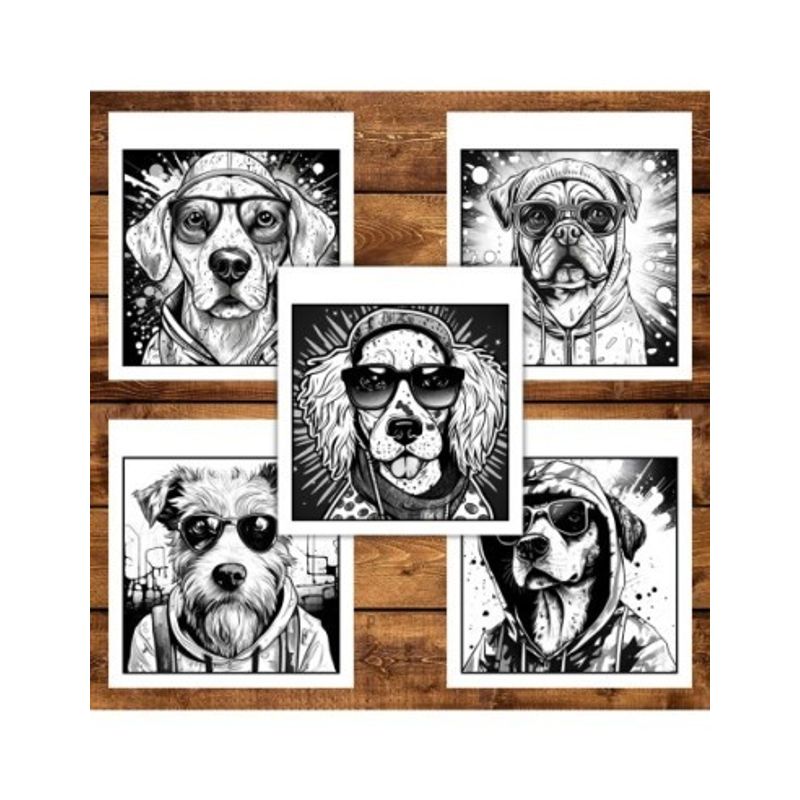 Carti si Birotica - Carti - Carti pentru copii - Carti de colorat - Carte de colorat antistres , 34 de ilustratii Graffity Dogs, 74 pagini, A5 - Infinity.ro