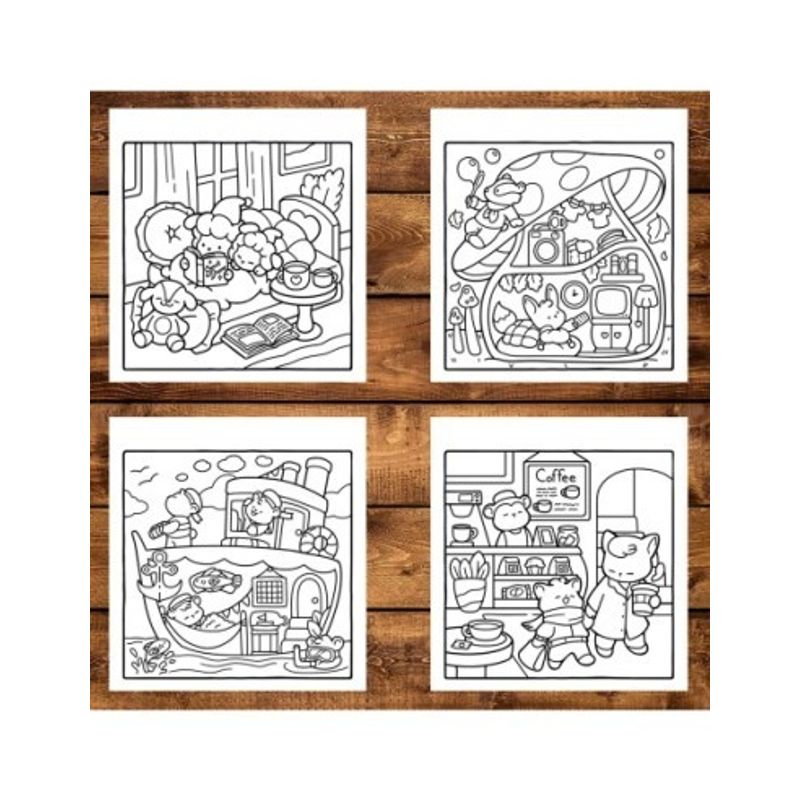 Carti si Birotica - Carti - Carti pentru copii - Carti de colorat - Carte de colorat antistres , 36 de ilustratii Comfy and Cozy, 78 pagini, A5 - Infinity.ro