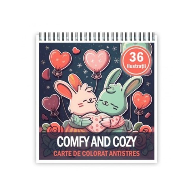 Carti si Birotica - Carti - Carti pentru copii - Carti de colorat - Carte de colorat antistres , 36 de ilustratii Comfy and Cozy, 78 pagini, A5 - Infinity.ro